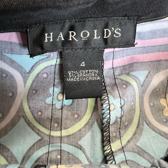 Harold's Size 4 Multi-Color Floral Print Side Zipper Pleated Midi Skirt Boho EUC - Picture 5 of 10